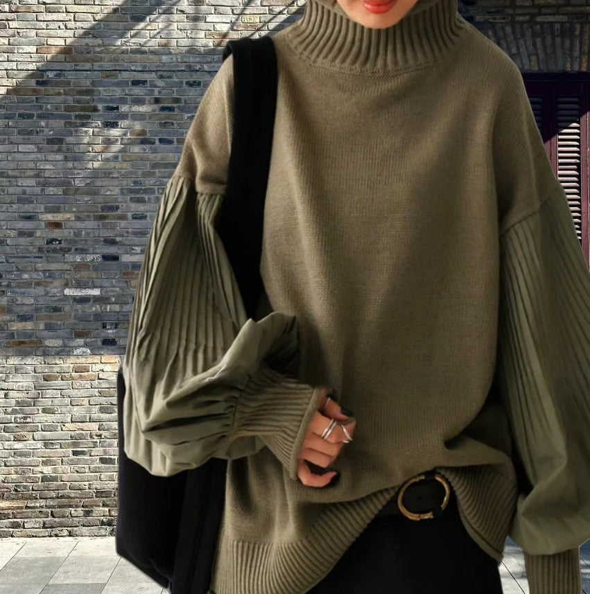 Damen Oversized Pullover mit strukturierten Puffärmeln EB