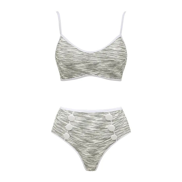 Damen Bikini-Set mit hochtailliertem Höschen und modischem Oberteil EB