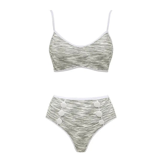 Damen Bikini-Set mit hochtailliertem Höschen und modischem Oberteil EB