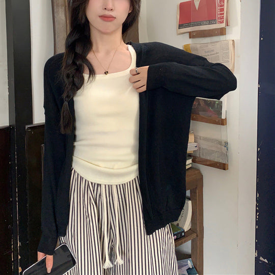 Damen lässiger Strickcardigan mit weitem Schnitt und feinen Details EB