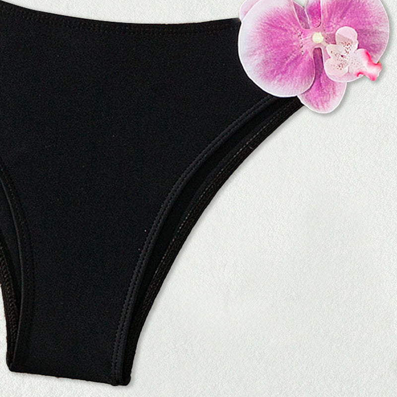 Damen Bandeau-Bikini mit eleganten Orchideen-Akzenten EB