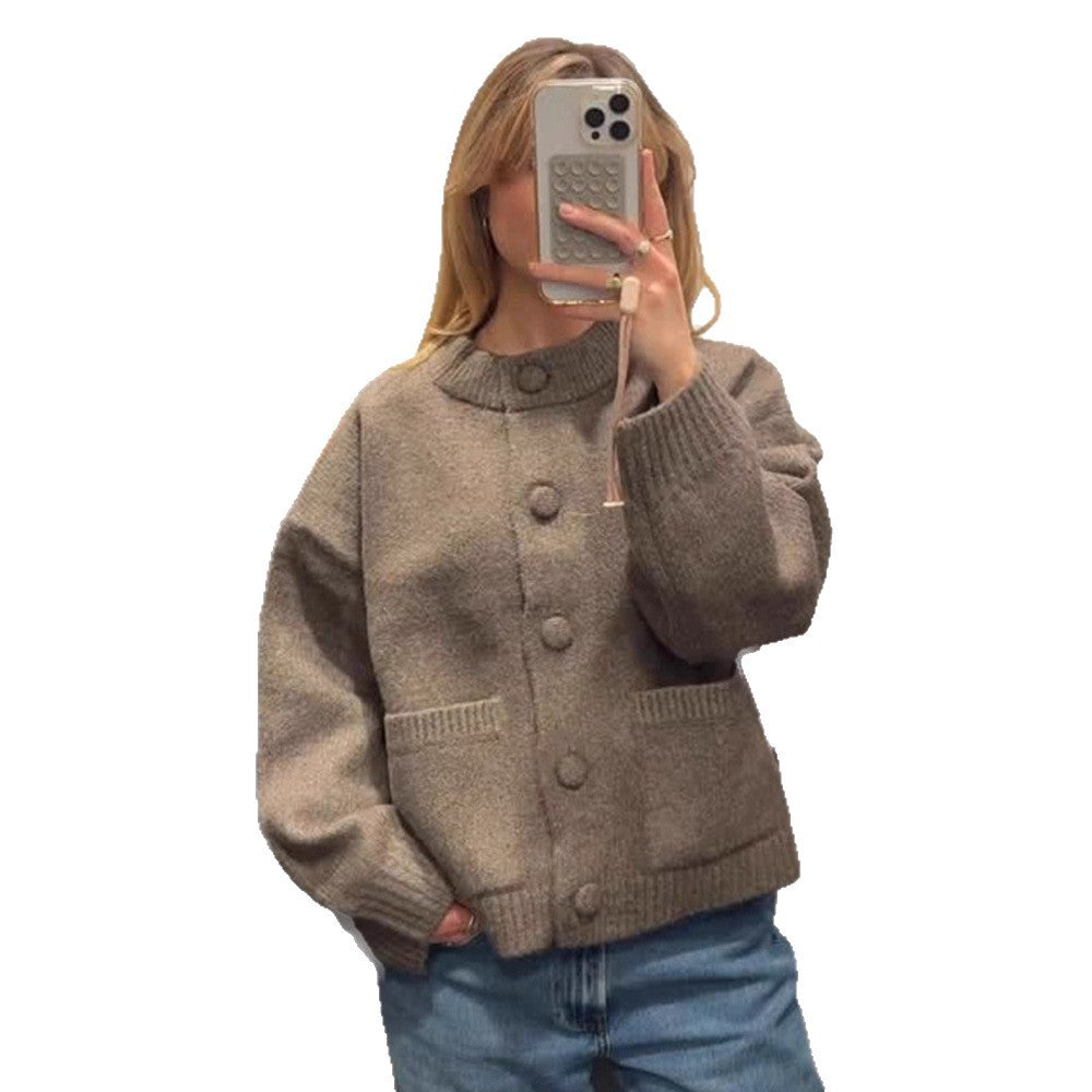 Damen lässige Strickjacke mit Knopfdetails und bequemem Schnitt EB