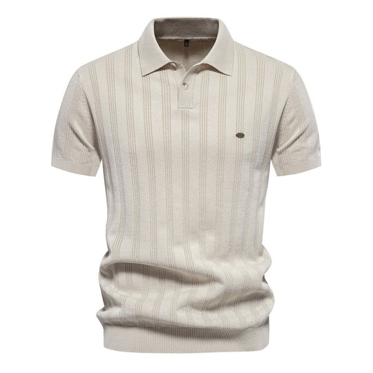 Herren Kurzarm Polo-Shirt mit strukturiertem Streifenmuster EB