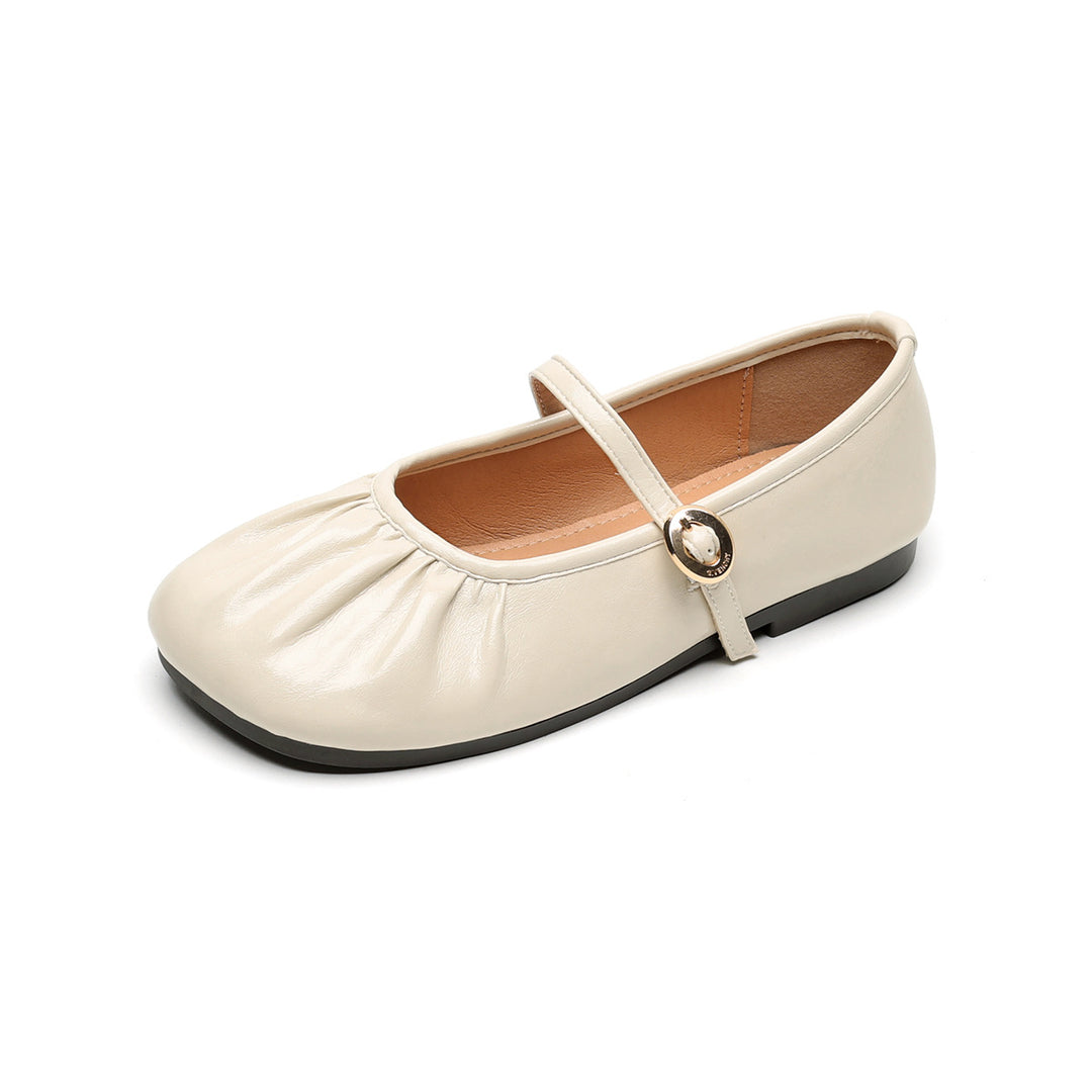Damen Ballerinas mit modischem Riemchen und eleganter Faltenoptik EB
