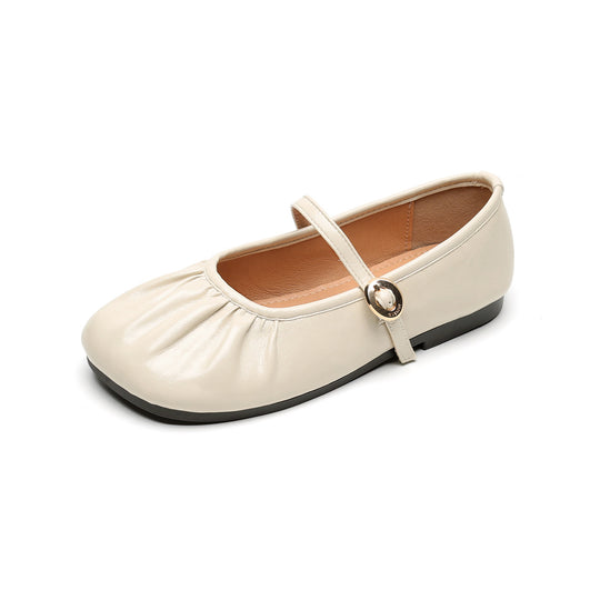 Damen Ballerinas mit modischem Riemchen und eleganter Faltenoptik EB