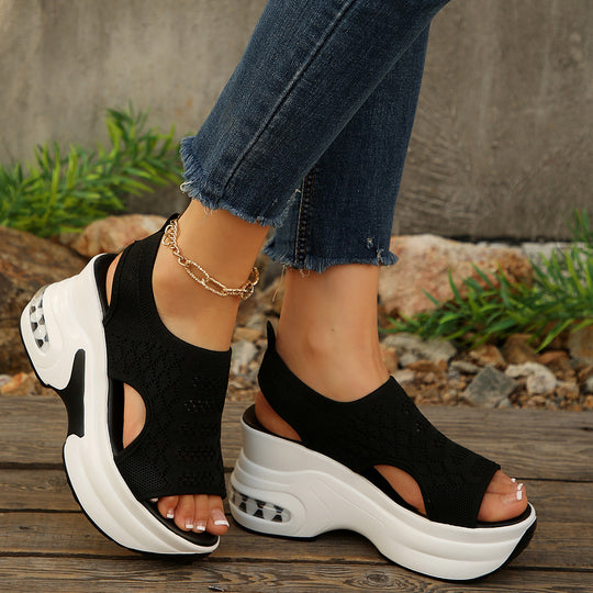 Damen Sportliche Sandalen mit atmungsaktivem Obermaterial und trendiger Plateausohle EB