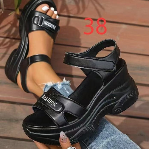 Damen Komfortable und modische Sandalen mit verstellbaren Riemen und hoher Plattform EB