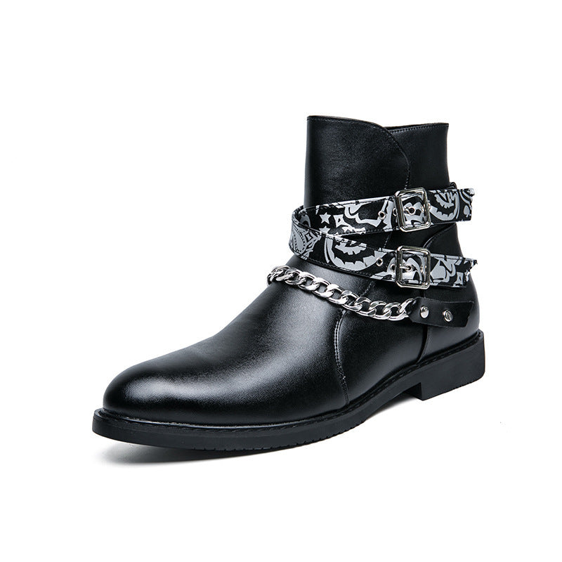 Damen Stiefeletten mit modischen Riemen und Kettenakzenten EB