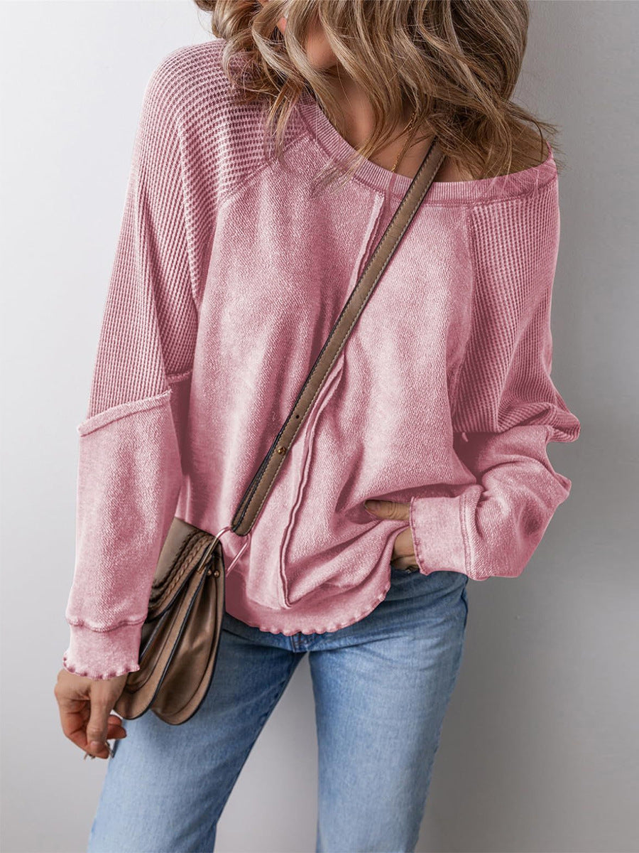 Damen lässiger Pullover mit weitem Ausschnitt EB