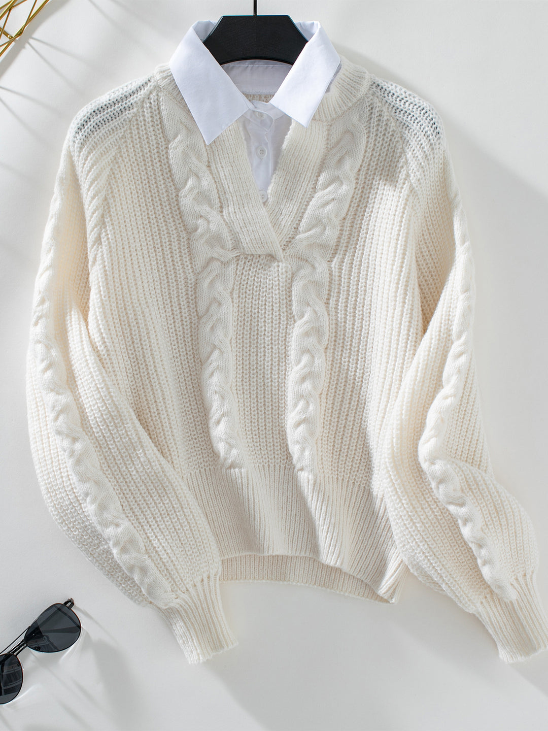 Damen Strickpullover mit stylischem Kragen EB