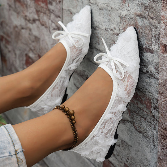 Damen elegante Spitzenschuhe mit floralem Design EB