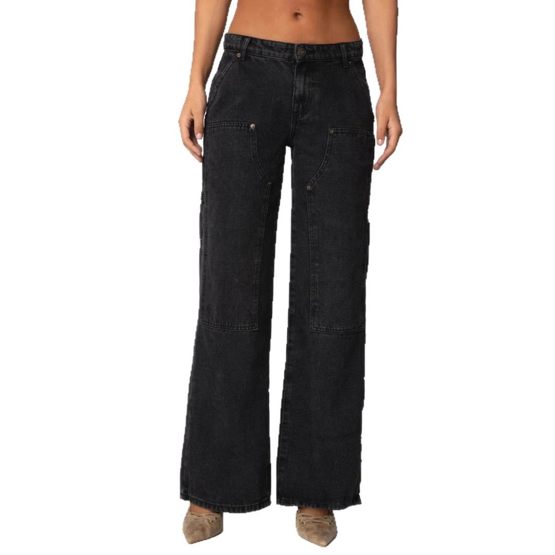 Damen weite Denim-Hosen mit praktischen Taschen EB
