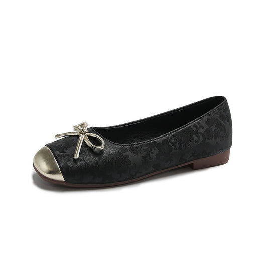Damen Ballerinas mit elegantem Schleifen-Design und raffiniertem Metallverschluss EB