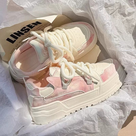 Damen modische Sneaker mit innovativem Plateau-Design und atmungsaktiver Obermaterial-Hybridstruktur EB
