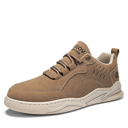Herren urbaner Veloursleder-Optik City-Sneaker mit gelochter Seitenbelüftung und ergonomischer Plateaulaufsohle EB