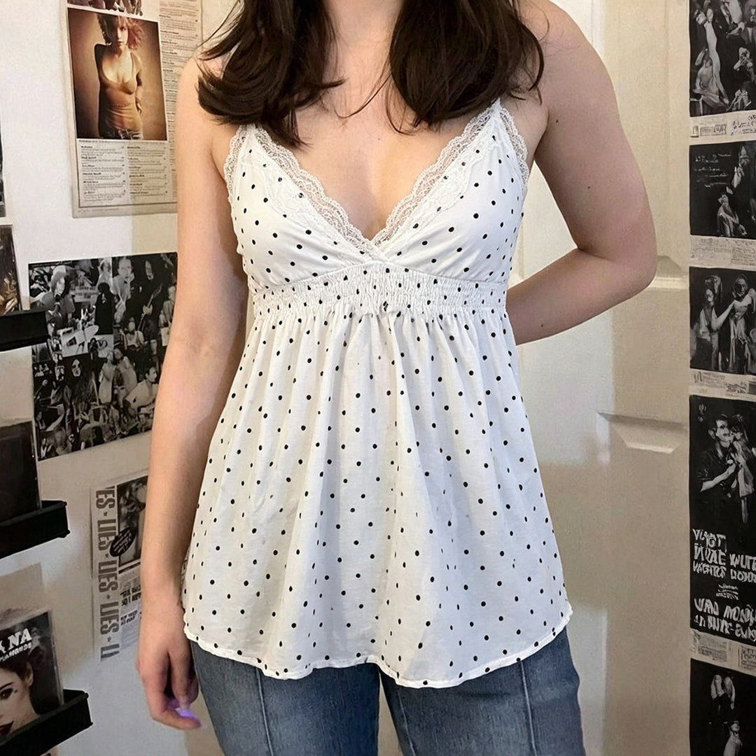 Damen Spaghetti-Top mit floralem Spitzenbesatz und elastischem Bund EB