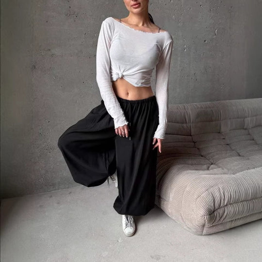 Damen weite Harem-Ballonhose mit hohem Elastikbund, Tunnelzug und lässiger Weite Eichborn Berlin