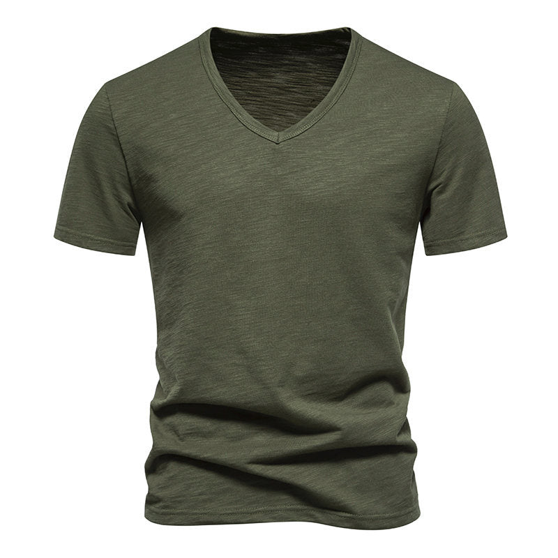 Herren V-Ausschnitt T-Shirt aus atmungsaktiver Baumwolle mit komfortablem Sitz EB