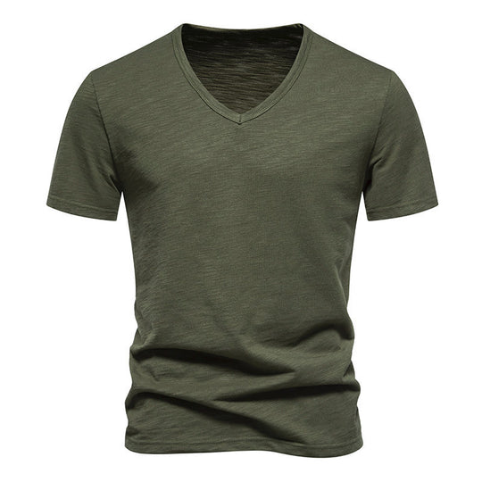 Herren V-Ausschnitt T-Shirt aus atmungsaktiver Baumwolle mit komfortablem Sitz EB