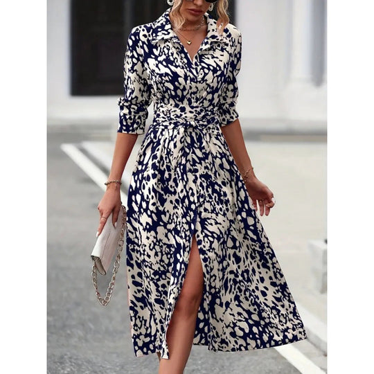 Damen Maxikleid mit figurbetontem Schnitt und elegantem Animal-Print EB