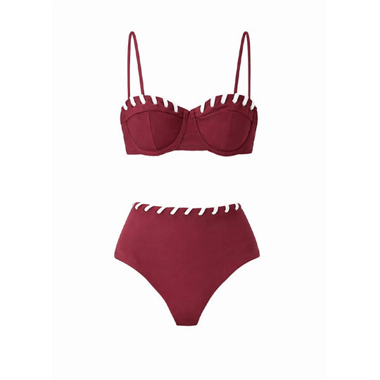 Damen Bikini-Set mit modischem High-Waist-Höschen und Latzhosen von EB
