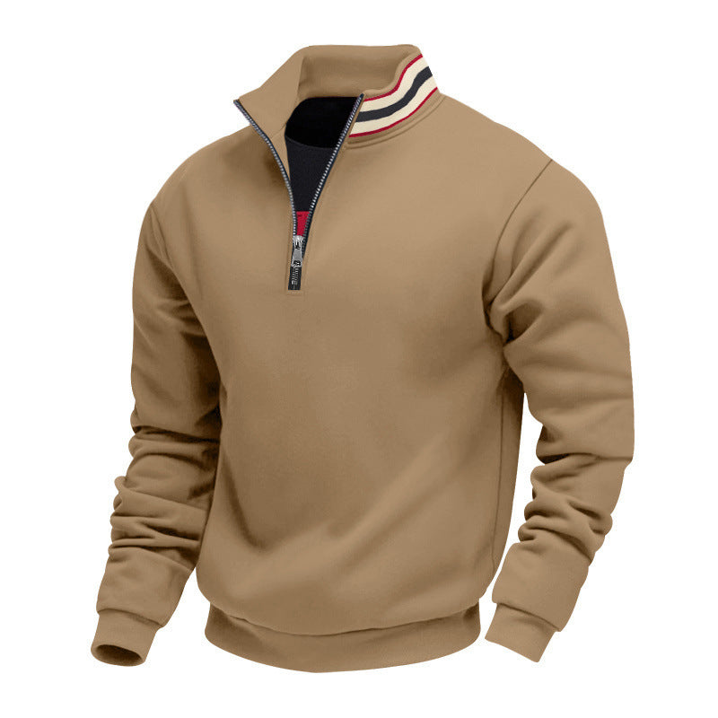 Herren nan Halbzip-Sweatshirt mit sportivem Ringkragen und weichem Fleece-Innenfutter EB