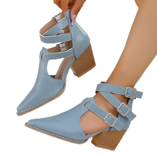 Damen Elegante Schnürsandalen mit blockiertem Absatz EB