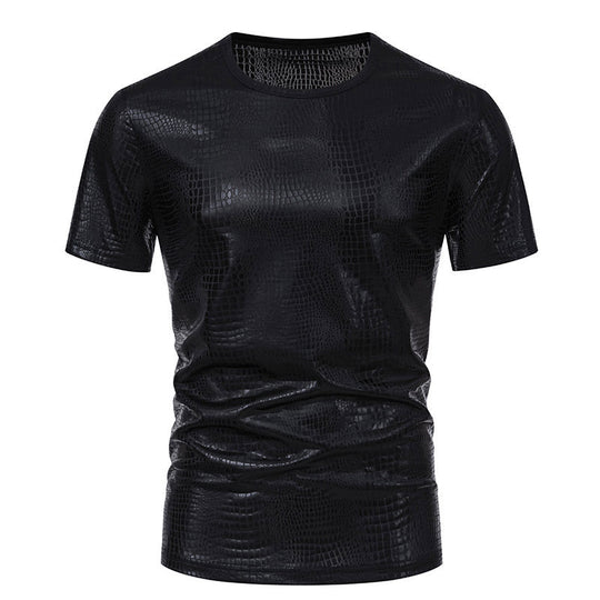 Herren Glamouröses Kurzarmpullover im Schlangenleder-Look EB