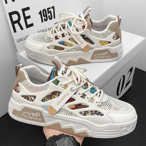 Damen Sportliche Sneakers mit atmungsaktiver Netzstruktur und modischem Muster EB