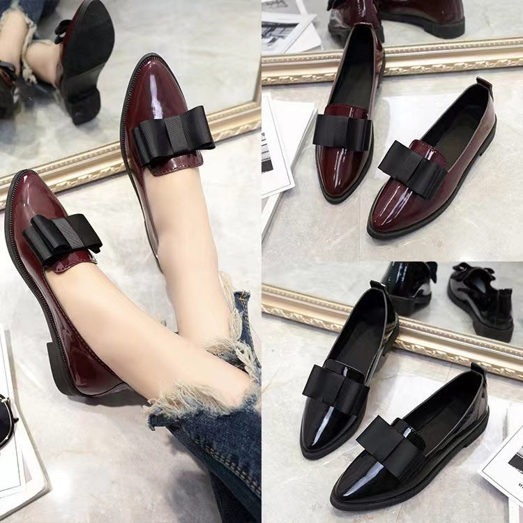 Damen Ballerinas aus Hochglanz-Leder mit eleganter Schleifen-Applikation EB