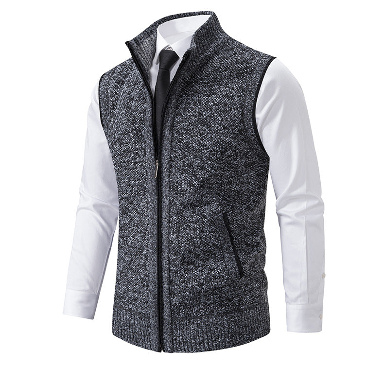 Herren Strickweste mit Reißverschluss und strukturiertem Design EB