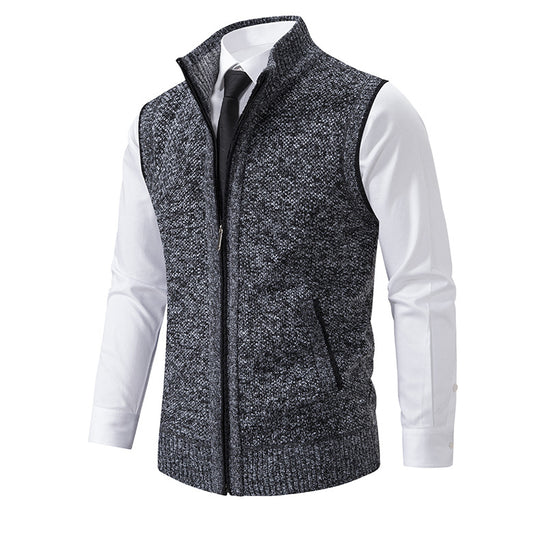 Herren Strickweste mit Reißverschluss und strukturiertem Design EB