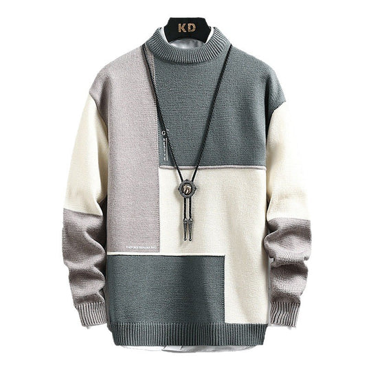 Herren hochwertiger Rollkragenpullover mit modernem geometrischem Design EB