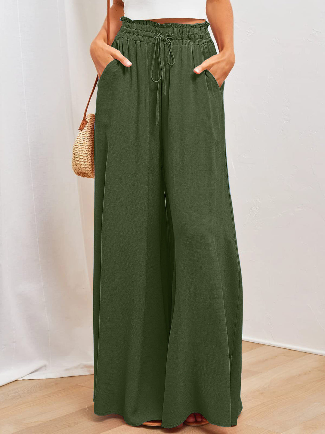 Damen Weite Palazzo-Hose mit elastischem Bund und praktischen Taschen EB