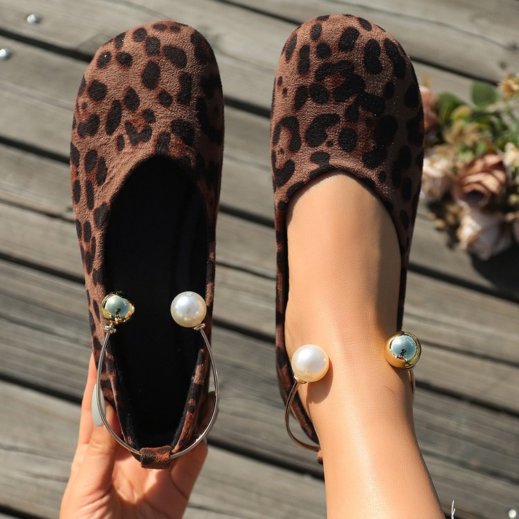 Damen elegante Ballerinas mit luxuriöser Perlenschmuck-Akzent EB