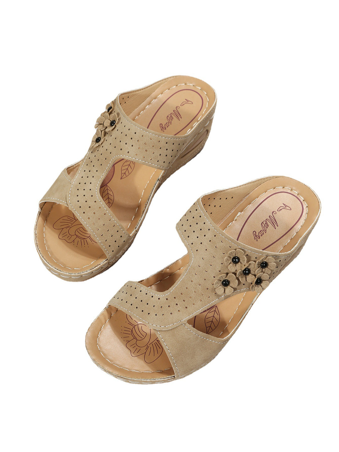 Damen komfortable Sandalen mit modischem Lochmuster und floralen Akzenten EB