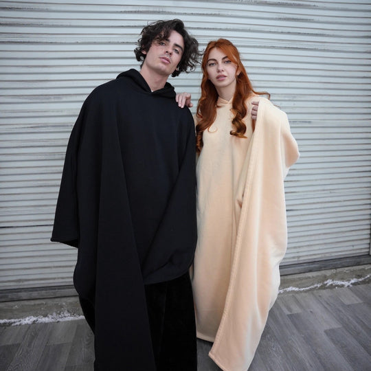 Unisex nan Kapuzen-Poncho Kuscheldecke mit weichem Futter und großzügigem Oversize-Schnitt EB