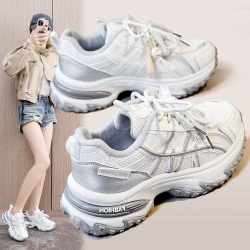 Damen Sportliche Sneakers mit atmungsaktiver Mesh-Oberfläche und stoßdämpfendem Fußbett EB
