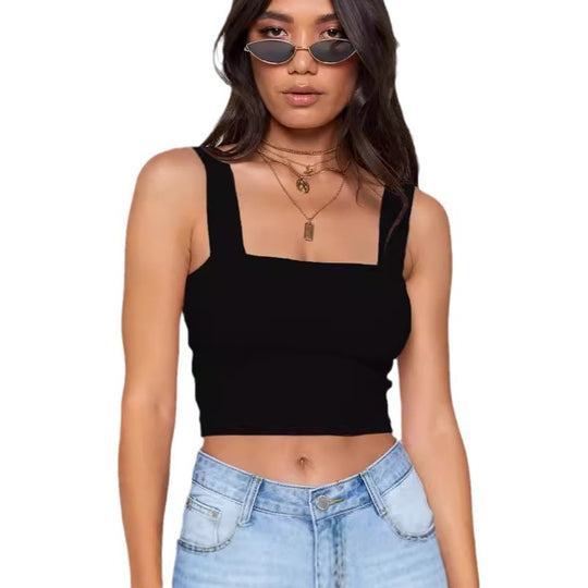 Damen Figurbetontes Crop-Top mit breiten Trägern EB