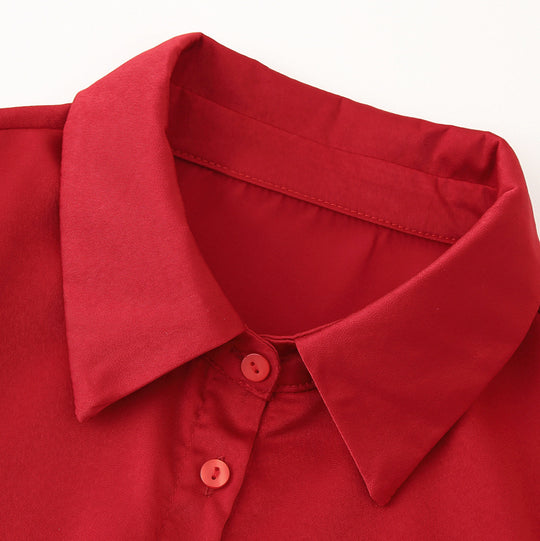 Damen Blusenshirt mit elastischem Bund und eleganten Knopfdetails EB