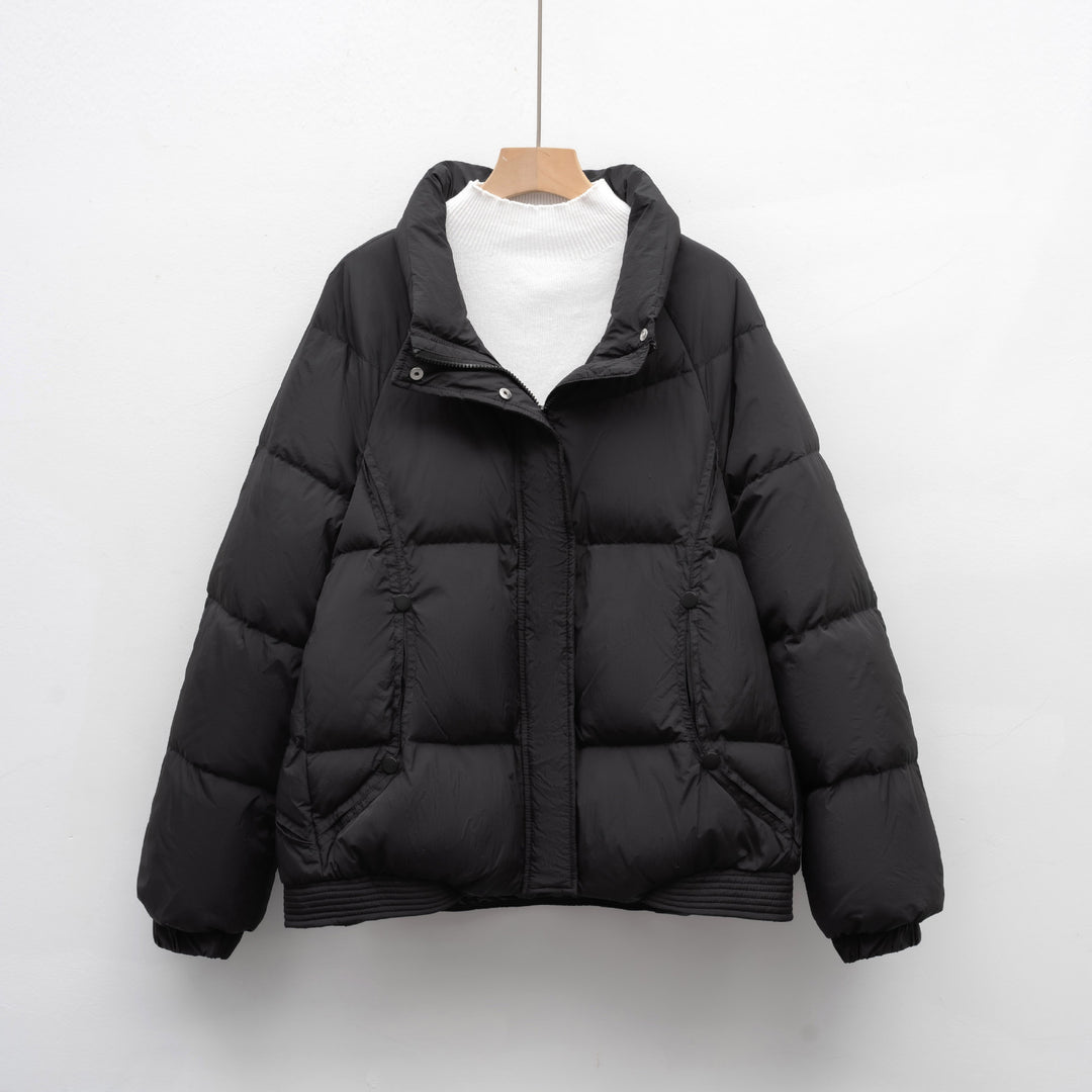 Damen Voluminöse Steppjacke mit modernem Kragen und praktischen Taschen EB