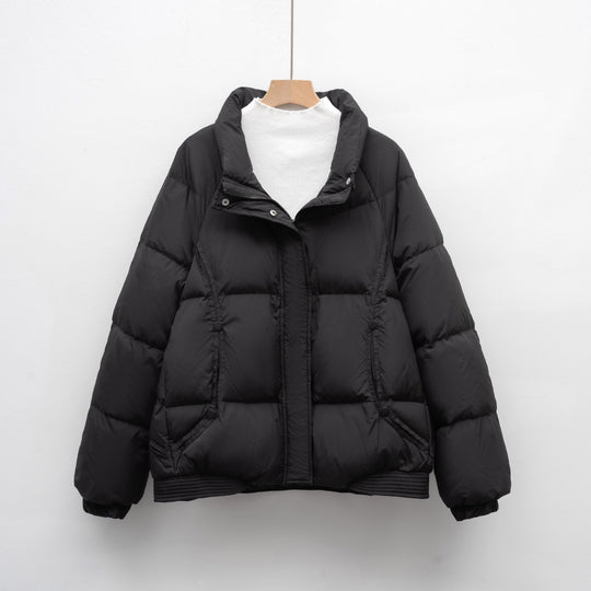 Damen Voluminöse Steppjacke mit modernem Kragen und praktischen Taschen EB