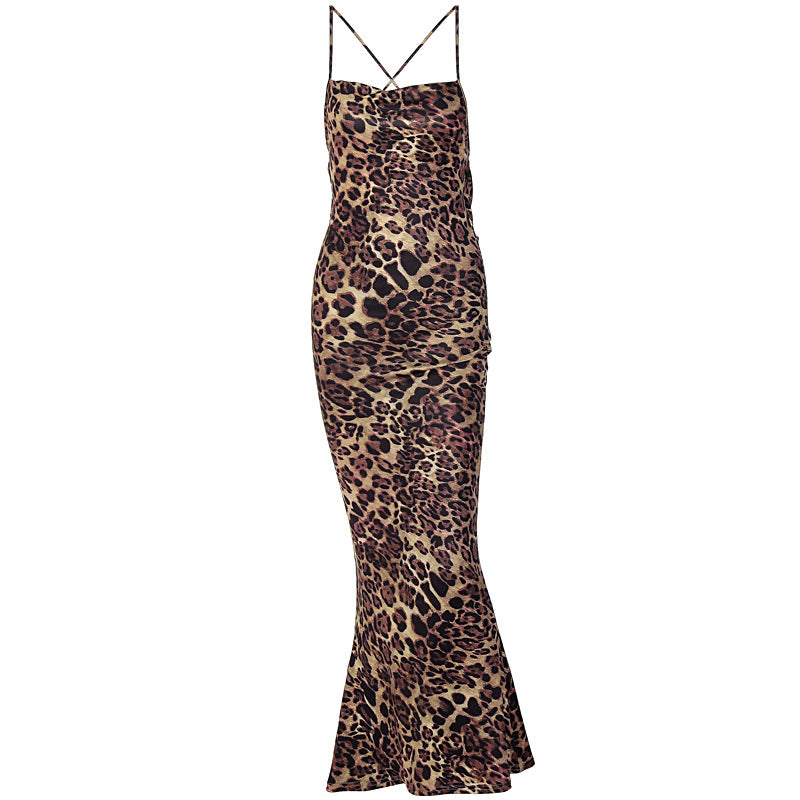 Damen Figurnahes Maxikleid mit Leopardenmuster EB