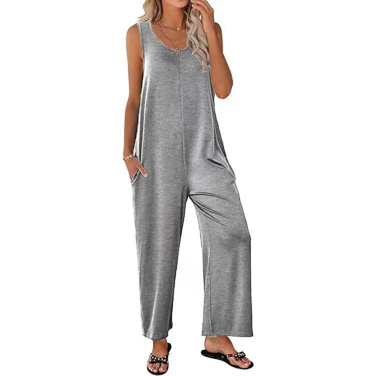 Frauen Freizeit Weiterbeinig Jumpsuit EB