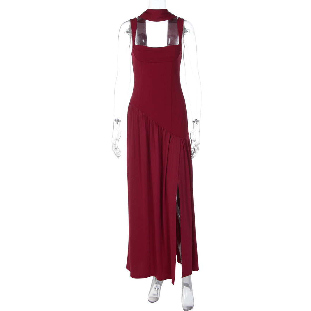 Damen Elegantes Abendkleid mit asymmetrischem Schnitt und tiefem Schlitz EB