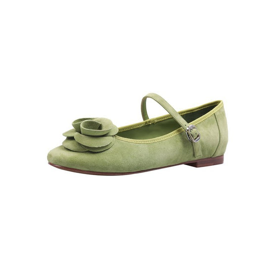 Damen Ballerina-Schlüpfschuhe mit floralem Design und verstellbarem Riemchen EB