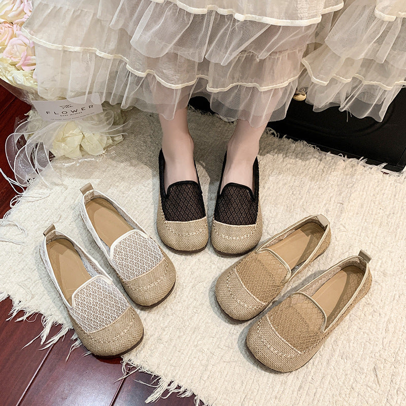 Damen Slip-On Ballerinas mit atmungsaktiver Netzstruktur und bequemer Sohle EB