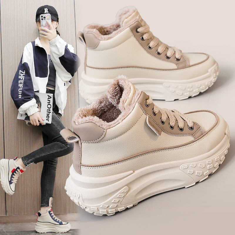 Damen High-Top Sneakers mit kuscheligem Innenfutter und rutschfester Profilsohle EB