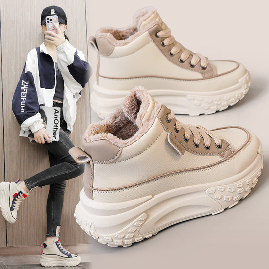 Damen High-Top Sneakers mit kuscheligem Innenfutter und rutschfester Profilsohle EB