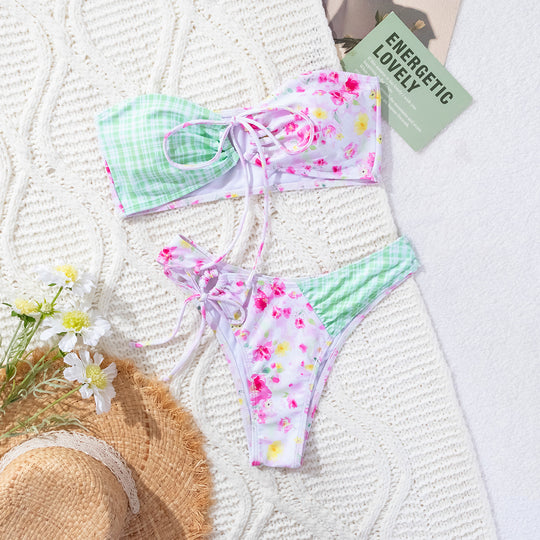 Damen Fröhlicher Blumendruck Bikini EB